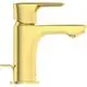 Waschtischarmatur in Brushed Gold von Ideal Standard, mit einem seitlichen Hebel zur Steuerung des Wasserflusses und -temperatur.